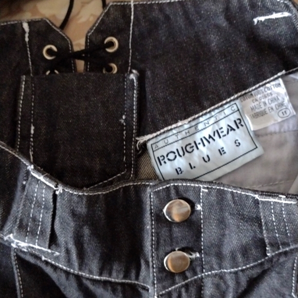 NWOT ROUGHWEAR BLUES Black Wash Denim Pencil Skirt with Lace Up Back Detail!! - Picture 5 of 6